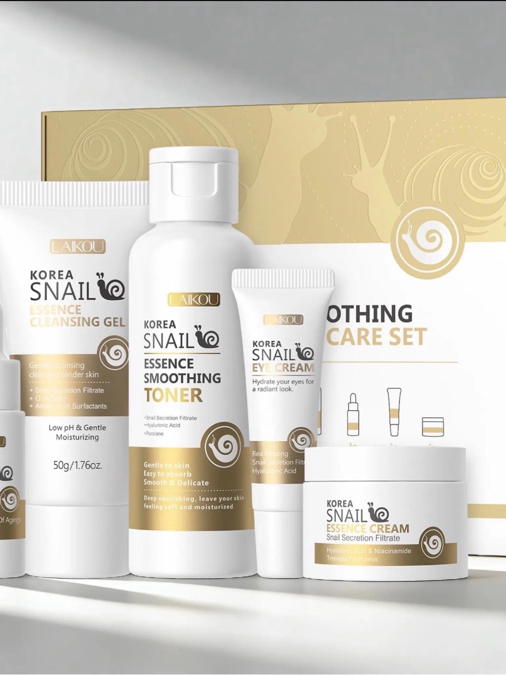 Laikou Korea Snail Essence Soothing Toner - White & Gold
